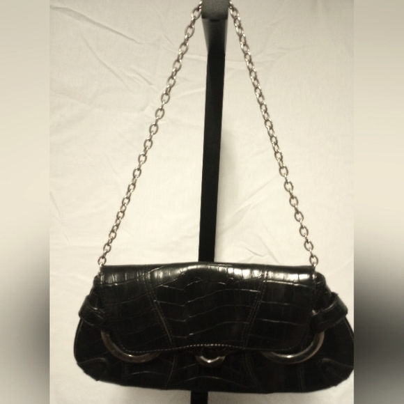 New York & Company sm/ med/ size clutch bag w/ silver chain shoulder strap - Picture 2 of 9